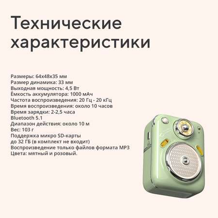 Беспроводная колонка DIVOOM портативная Beetles-fm II зелёная