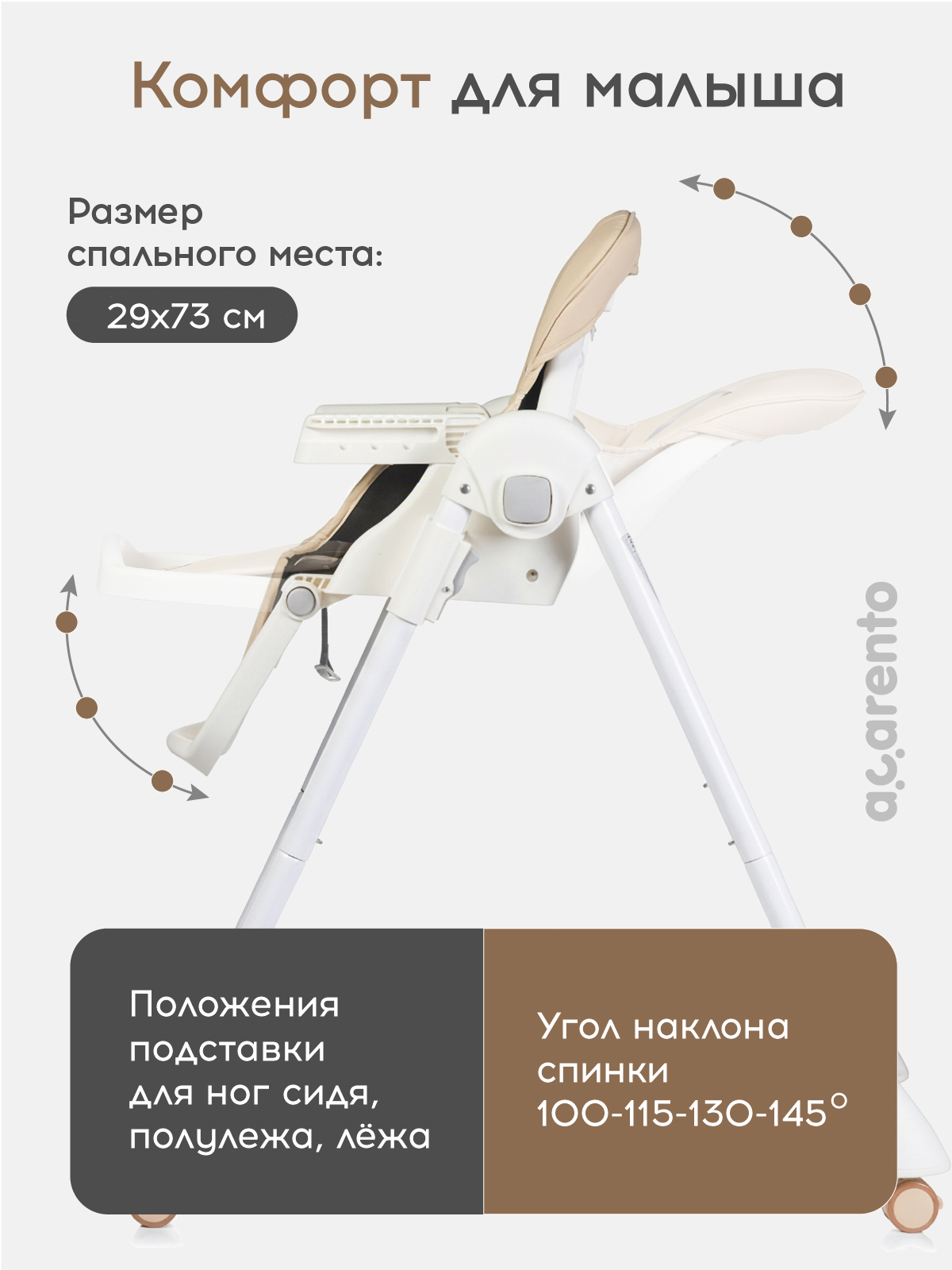 Стульчик для кормления Acarento Marmellata бежевый - фото 2