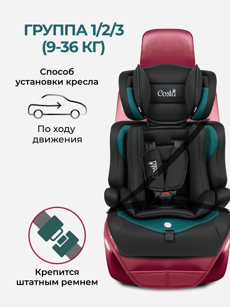 Автокресло Costa HC-01 1/2/3 (9-36 кг) зеленый - фото 3