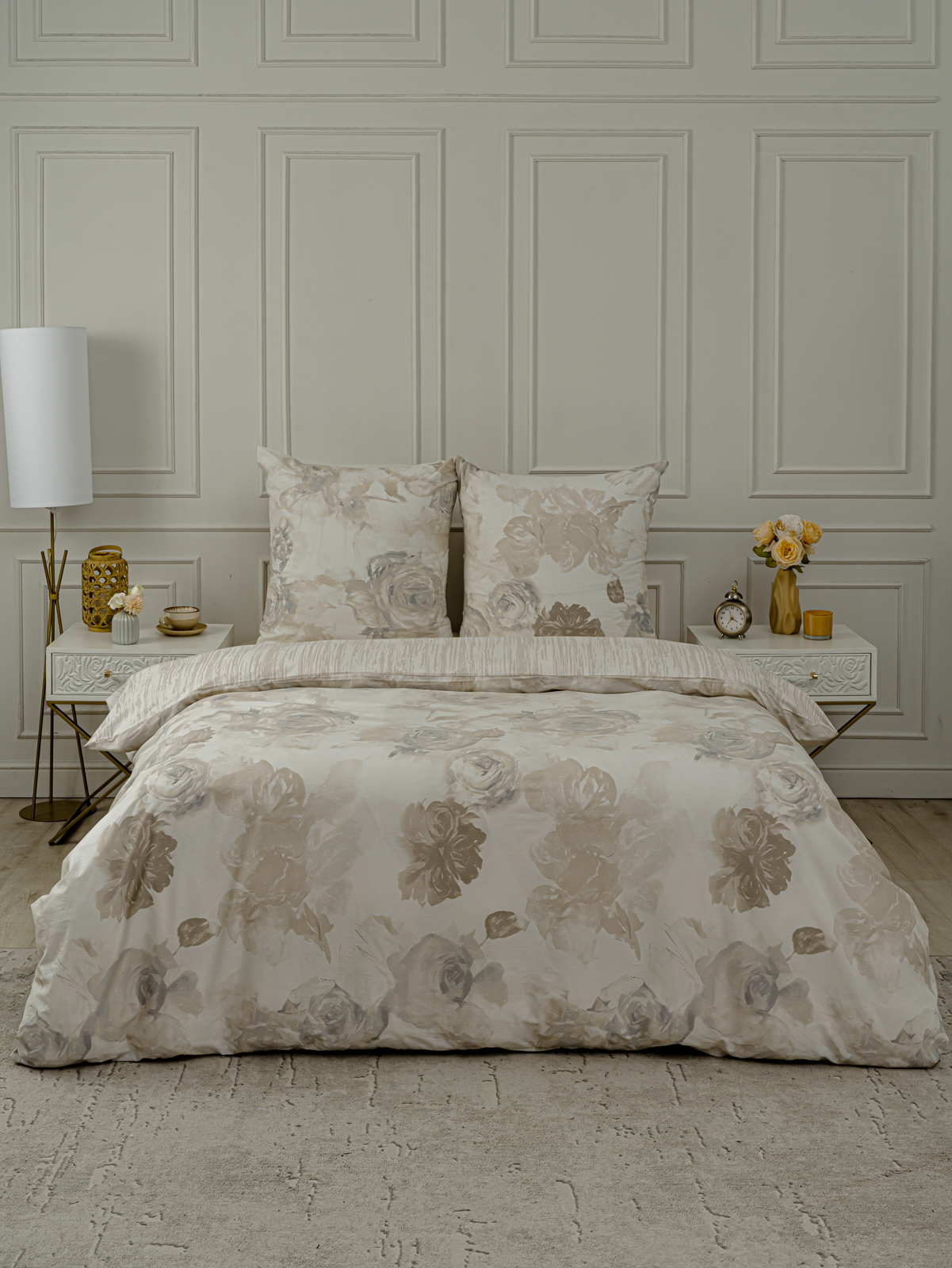 Комплект постельного белья LOVEBERRY Монохромные цветы евро 4 предм. - фото 2