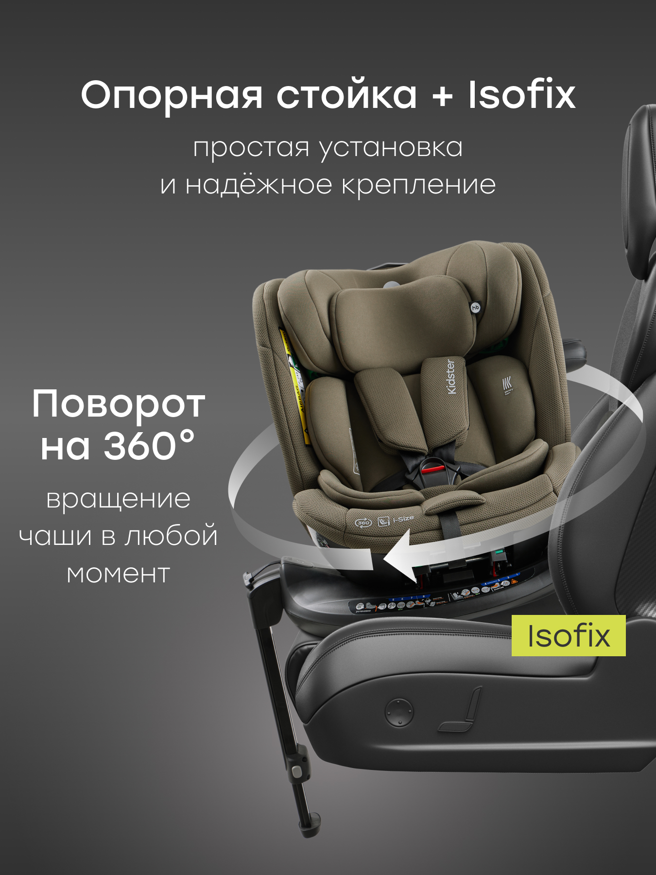Автокресло Happy Baby Kidster Isofix 0+/1/2/3 (0-36 кг) зеленый - фото 4