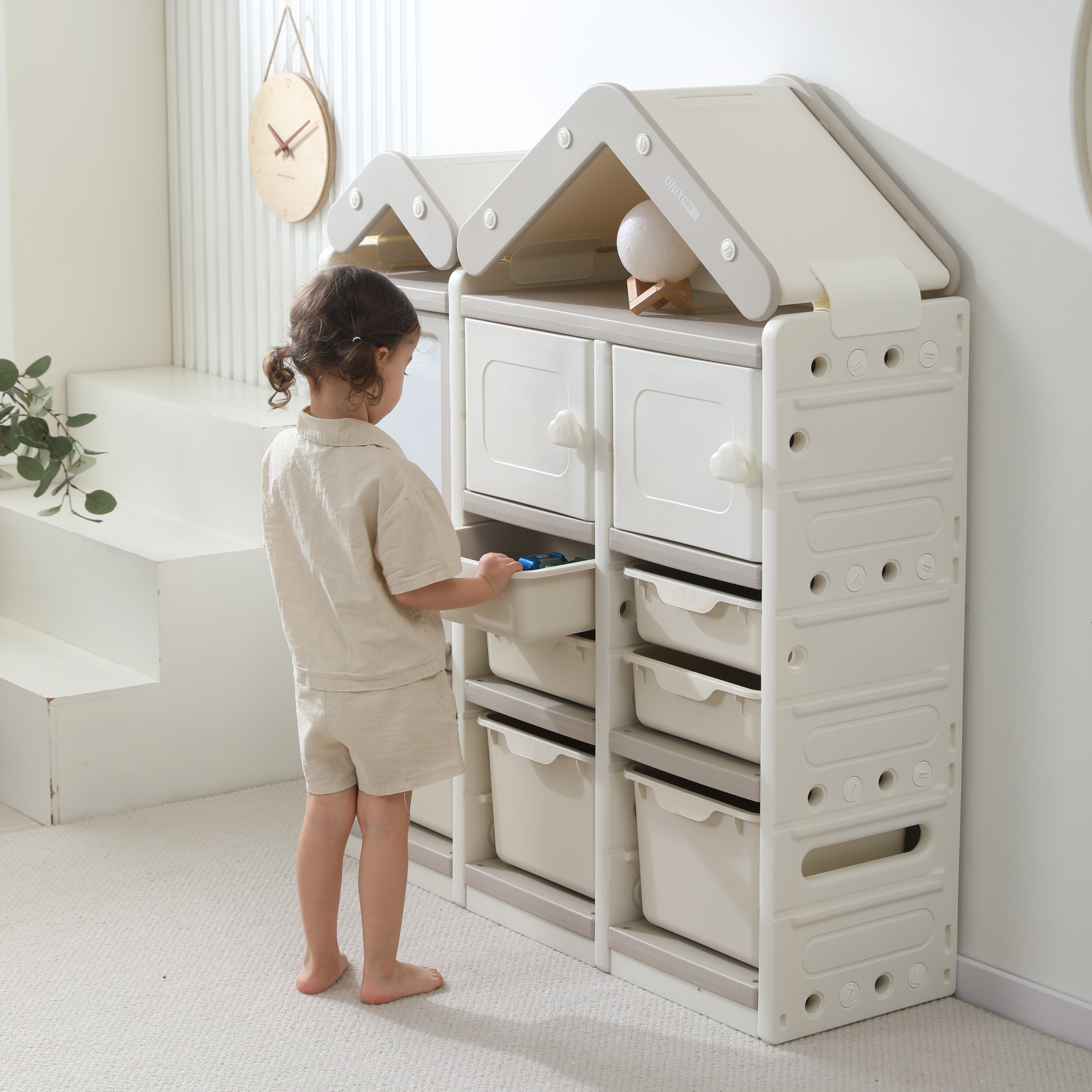 Стеллаж для игрушек UNIX Kids House 9 ящиков Grey - фото 12
