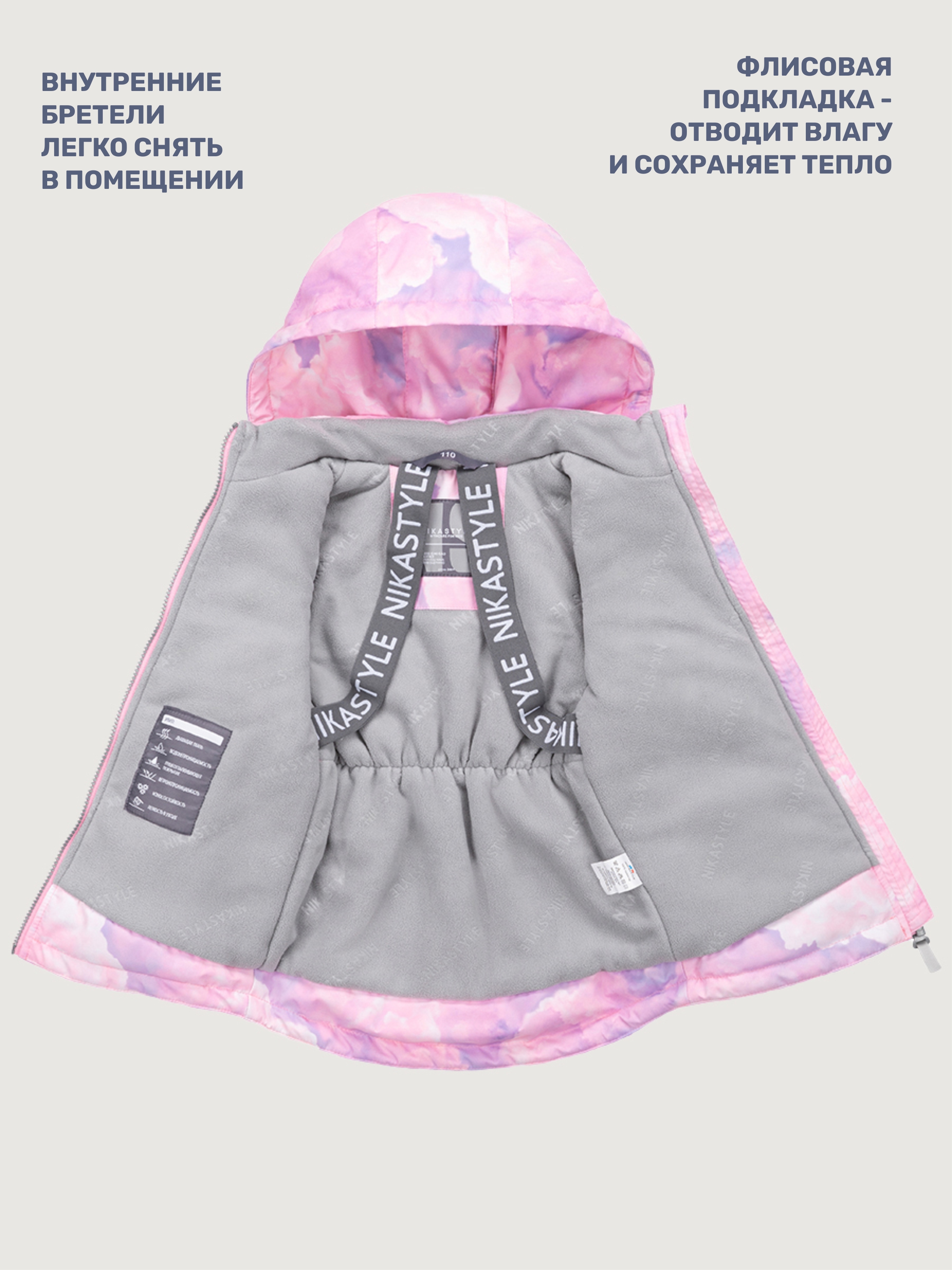 Куртка и полукомбинезон NIKASTYLE 7м0825 розовый/серый - фото 6
