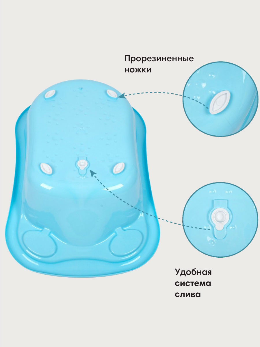 Ванночка OLANT BABY со сливом голубой - фото 3