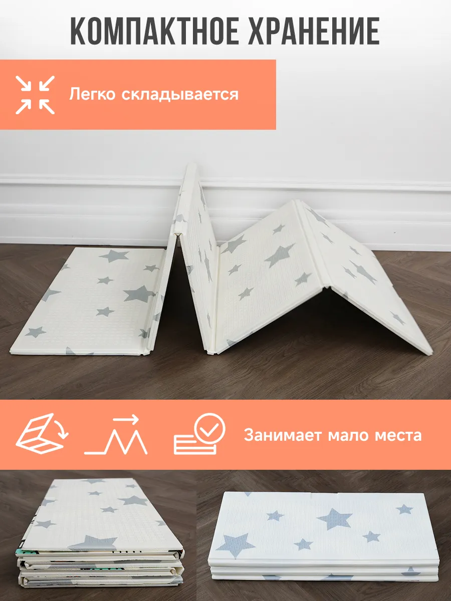 Коврик детский для ползания METOMI Веселыеживотные/Звезды - фото 19