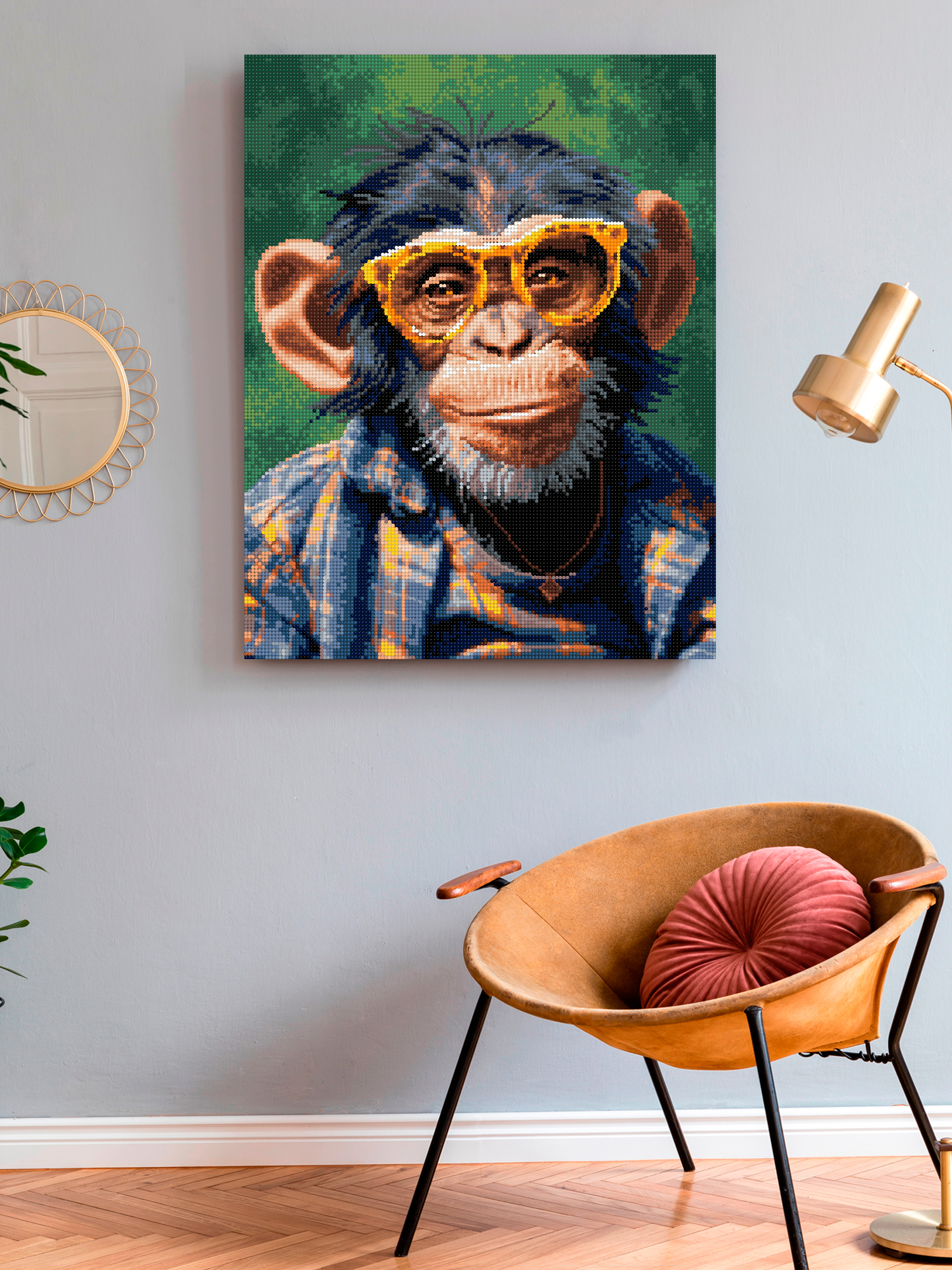 Алмазная мозаика Art on Canvas Обезьяна в очках в ассортименте - фото 3