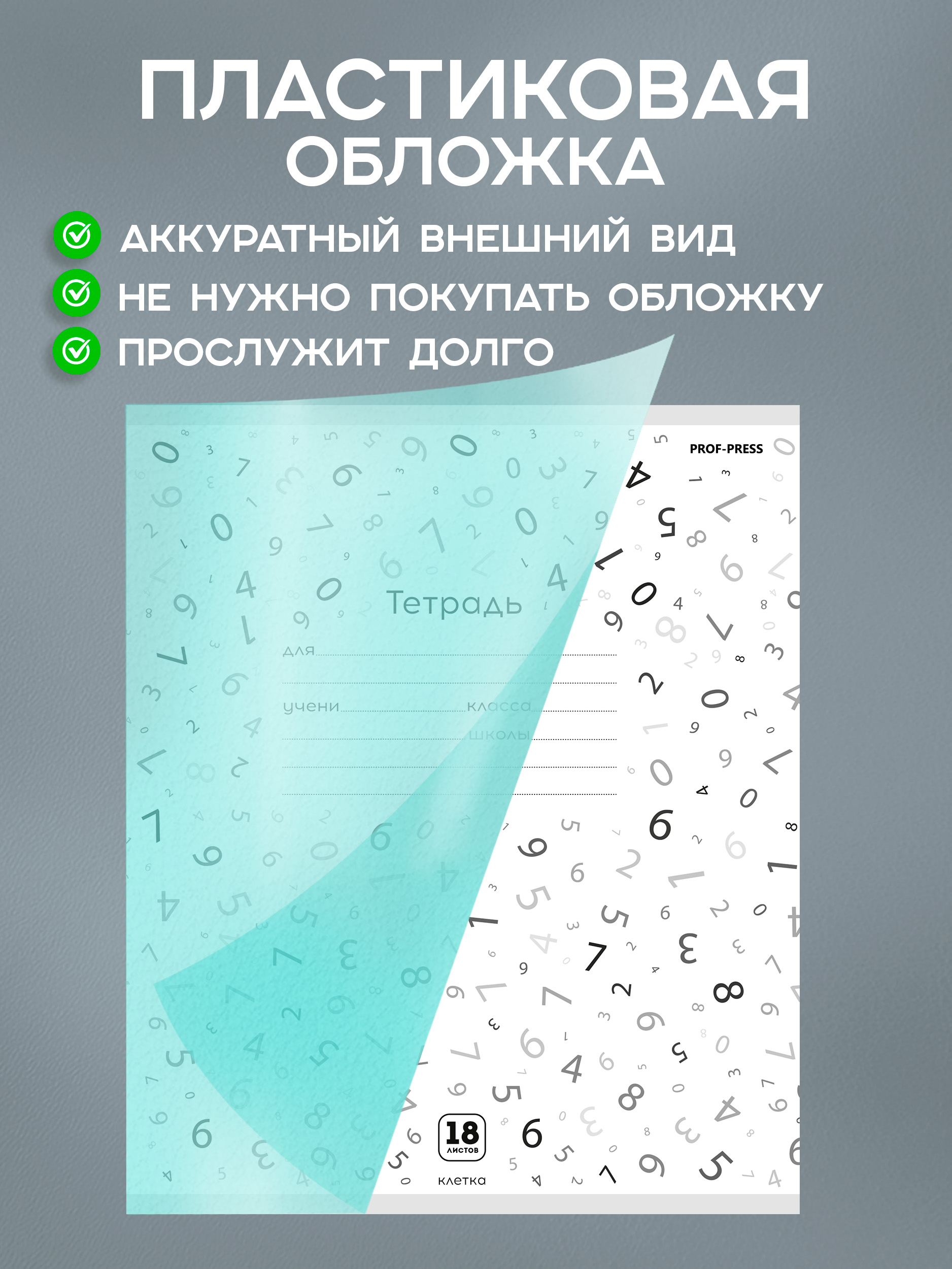 Тетрадь Prof-Press клетка 18 лист. 10 шт. - фото 4