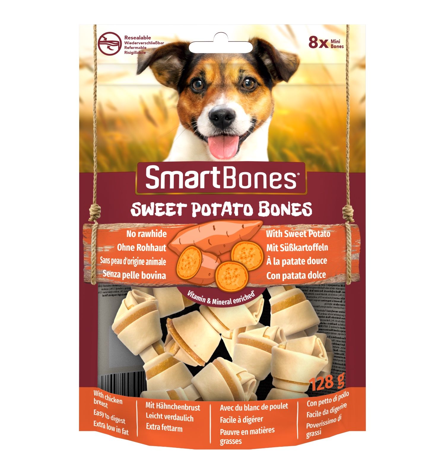 Лакомство для собак косточки Smart Bones с бататом мини 8шт - фото 1