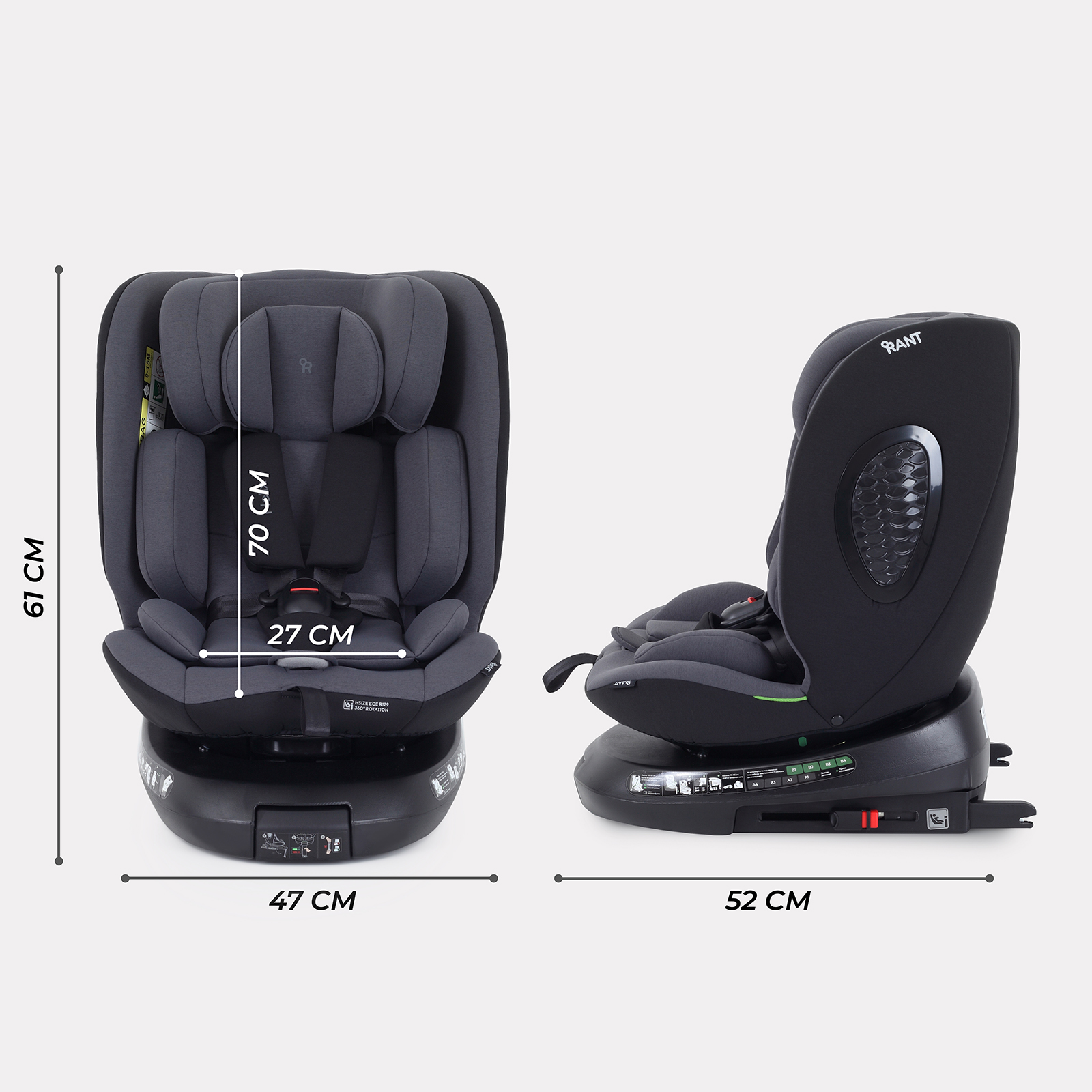 Автокресло Rant Helix isofix Isofix 0+/1/2/3 (0-36 кг) серый - фото 2