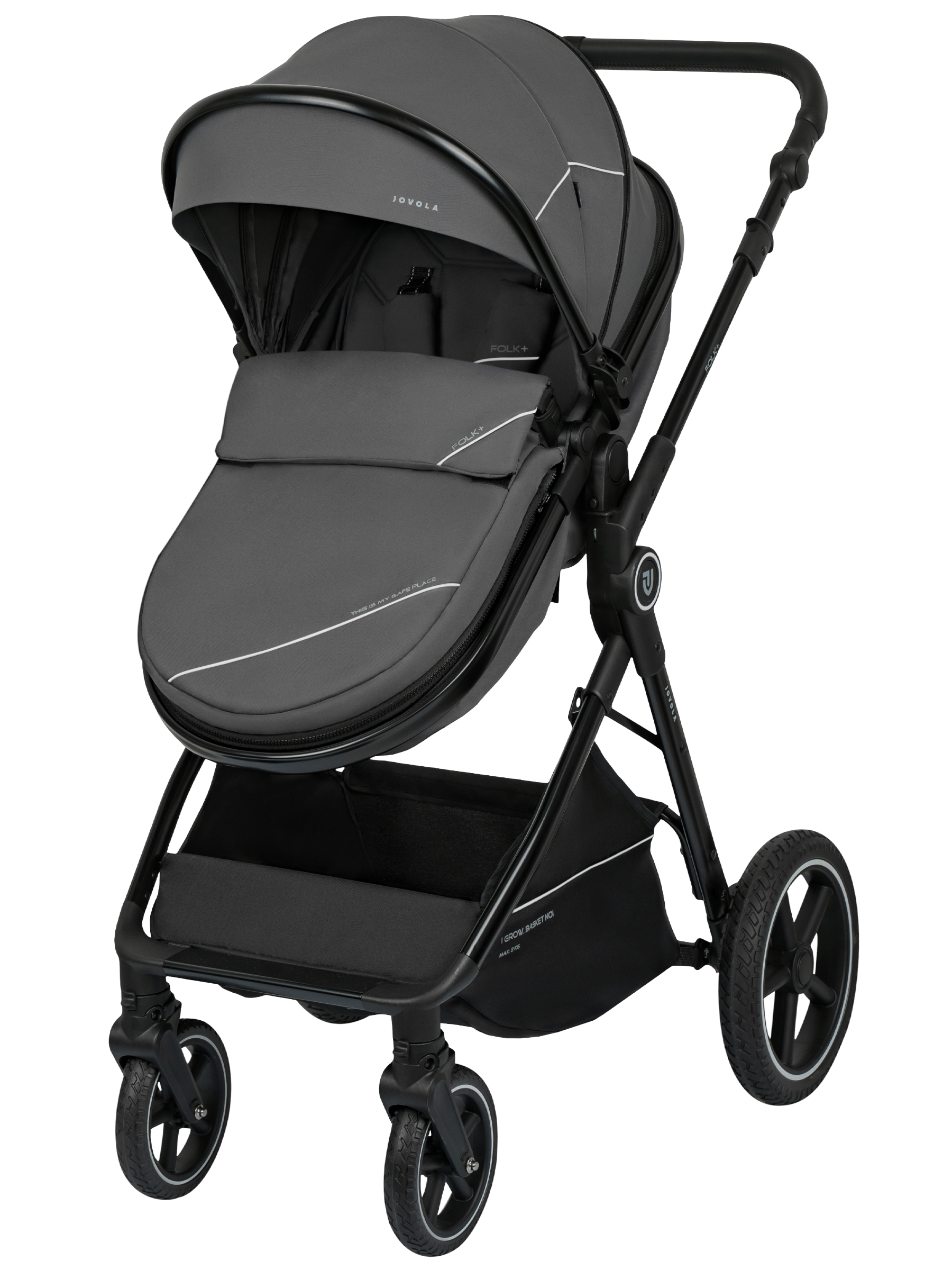 Коляска трансформер JOVOLA Folk+ 3в1 серый - фото 19