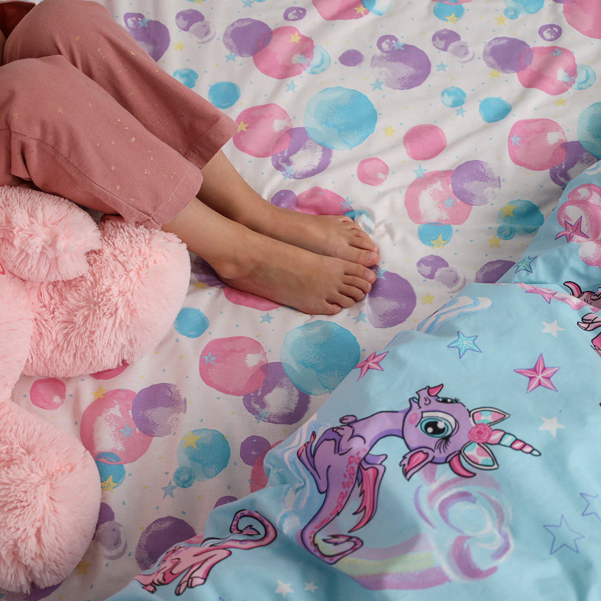 Комплект постельного белья BRAVO kids dreams 1.5-спальный Единороги простыня на резинке 90х200 - фото 3