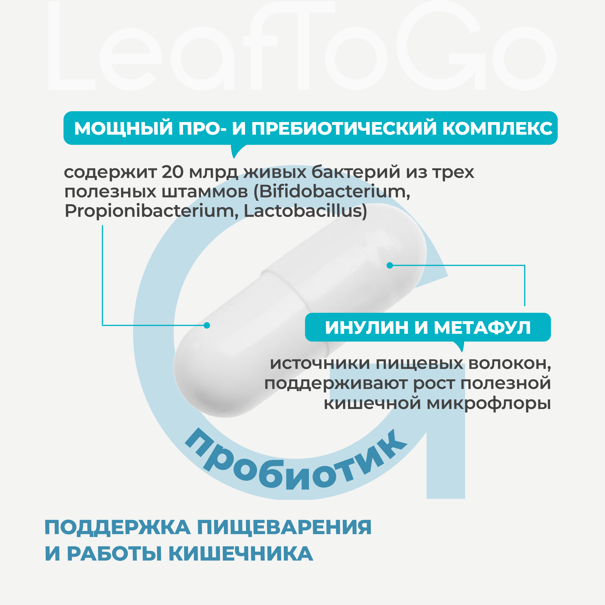 LeafToGo, пробиотики для взрослых 90 капсул - фото 3