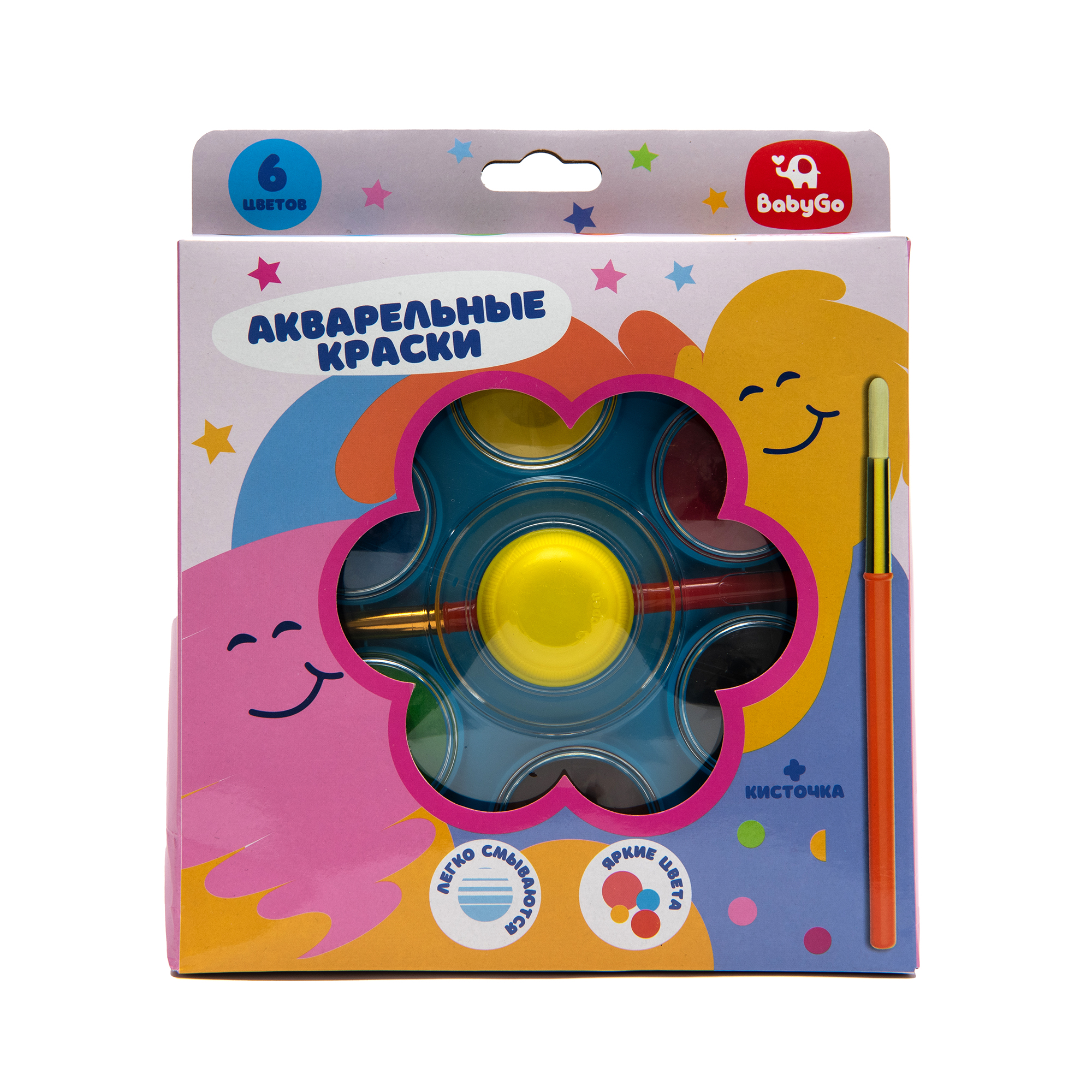 Краски акварель BabyGo 6 цв. - фото 1
