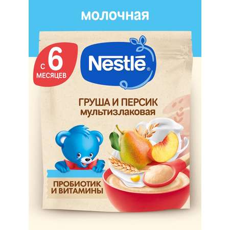 Каша молочная Nestle Мультизлаковая груша персик 200г