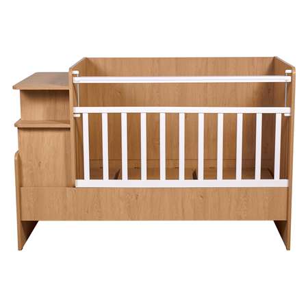 Детская кроватка Polini kids Ameli прямоугольная, без маятника (белый, дуб сонома)