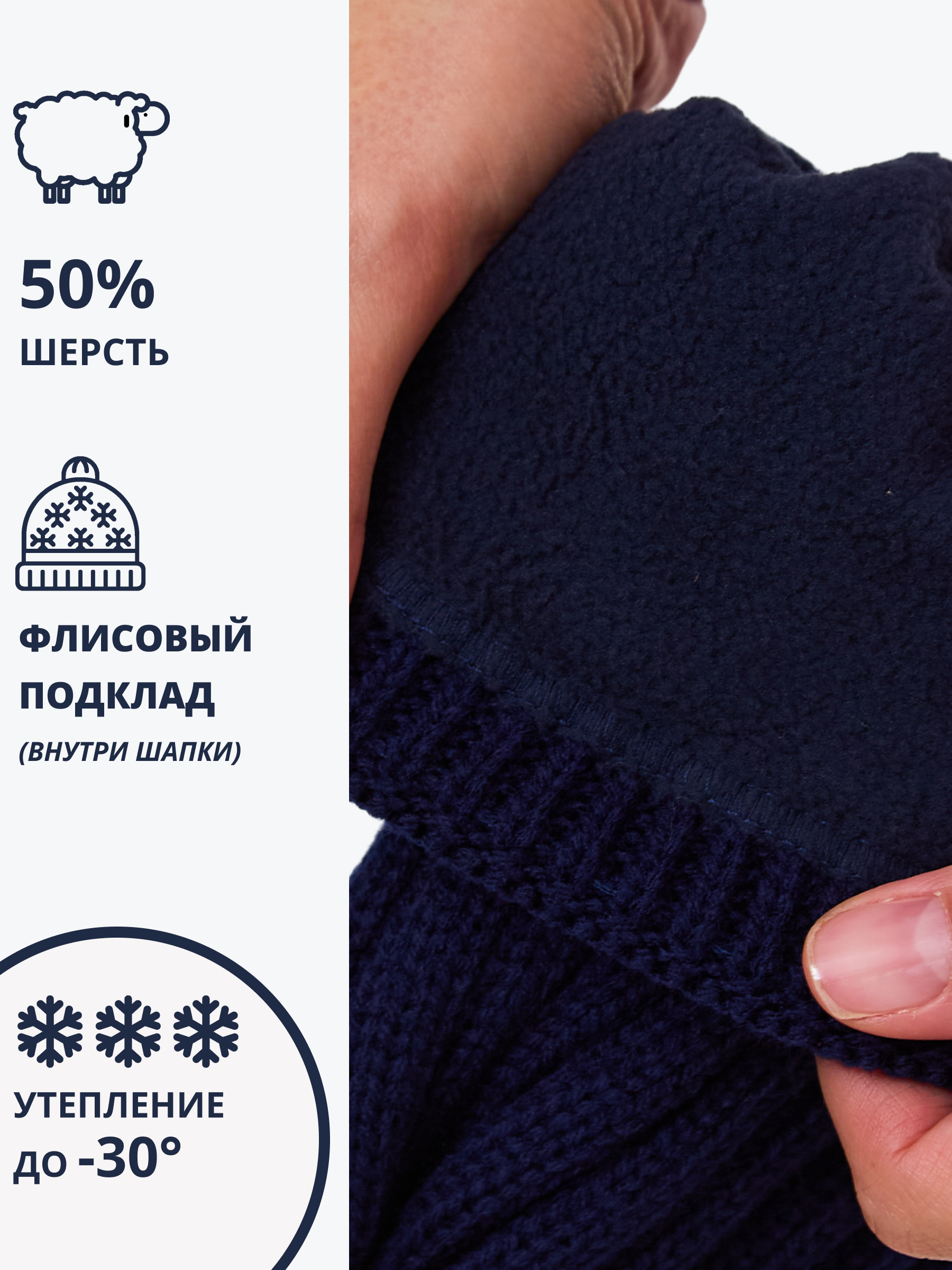 Шапка и снуд NYCkids NYC-H-54-WIDEstr-Dblue - фото 7