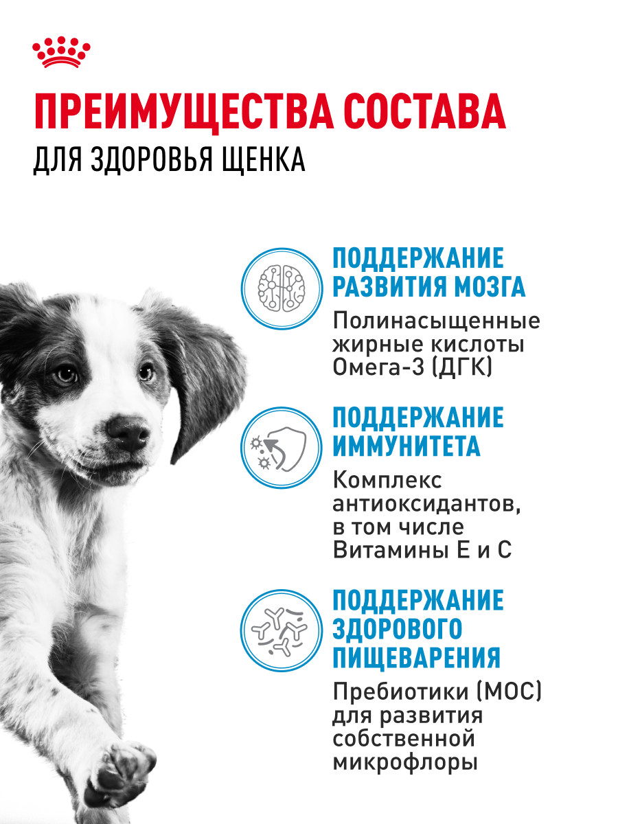 Корм для щенков влажный ROYAL CANIN Medium Puppy средних пород в возрасте до 12 месяцев соус 100 г - фото 3