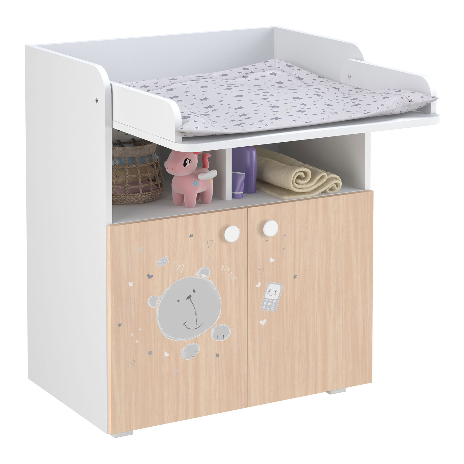 Комод Polini kids French 1270 Teddy Белый-Дуб пастельный - фото 2