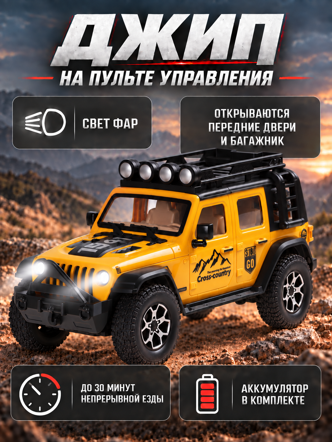 Внедорожник РУ AUTODRIVE Джип жёлтый - фото 1