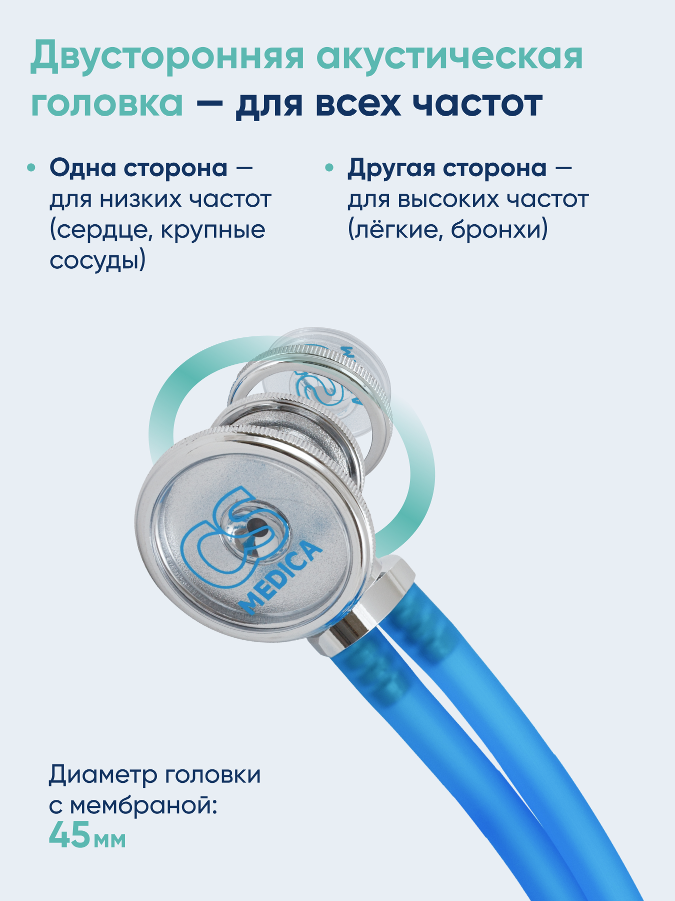 Стетофонендоскоп раппапорт CS MEDICA 421 голубой - фото 5