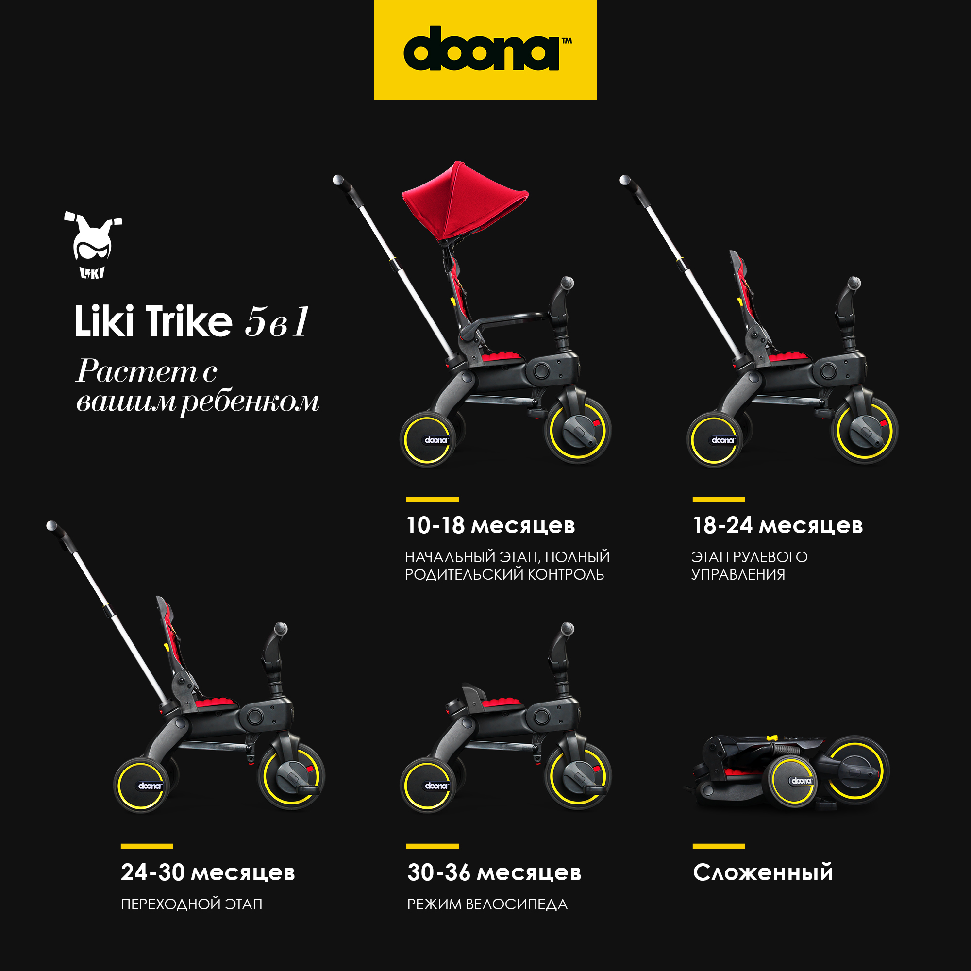 Трехколесный велосипед Doona 8 дюймов - фото 2