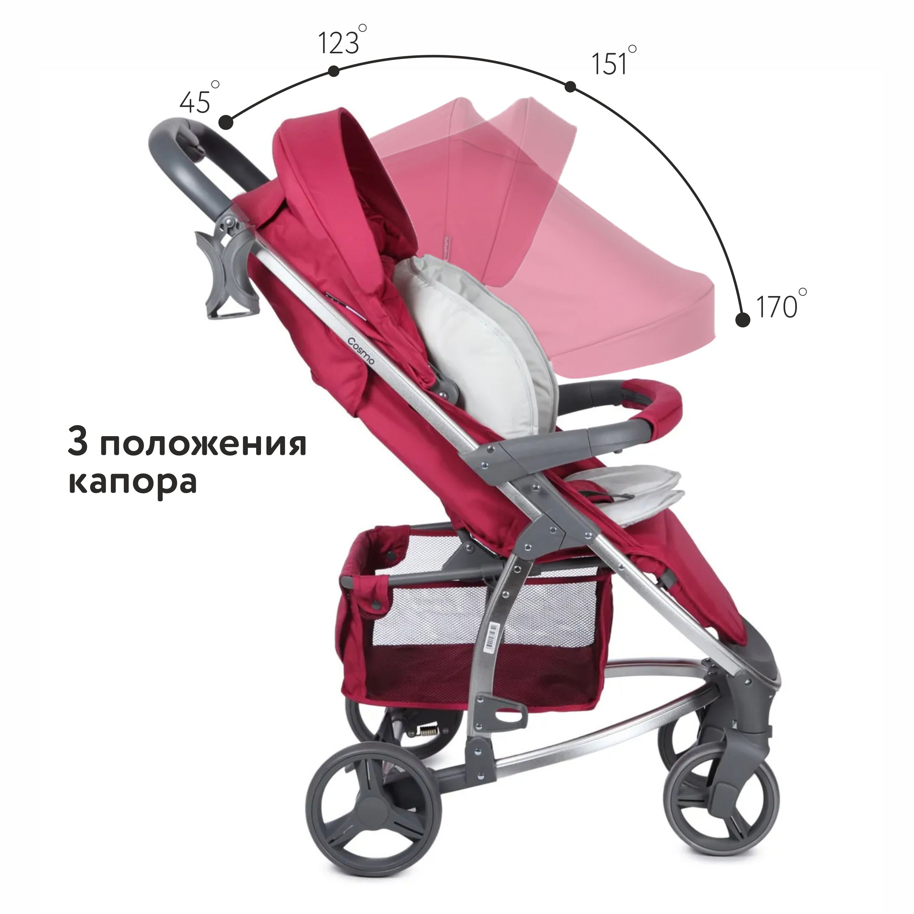 Коляска прогулочная Babyton Cosmo Red - фото 3