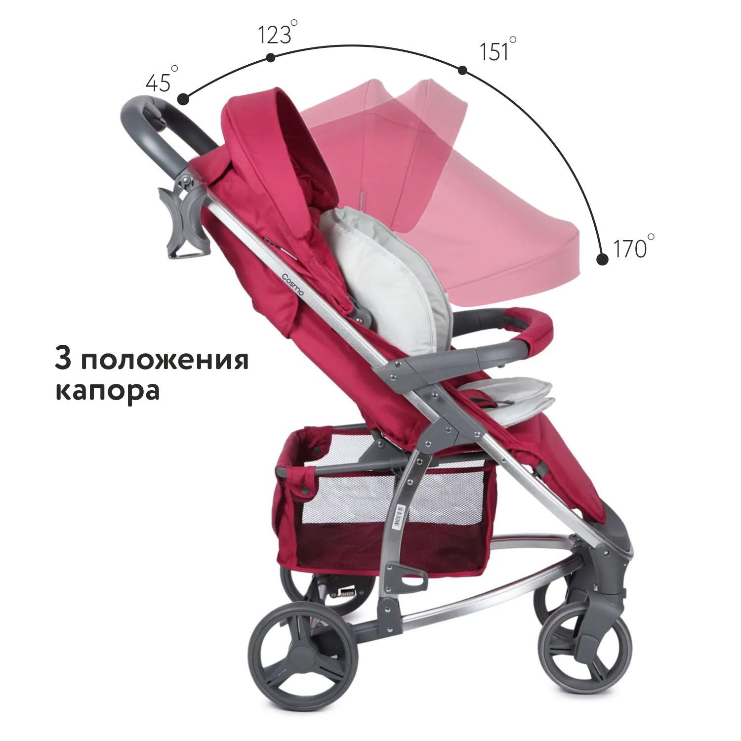 Коляска прогулочная Babyton Cosmo Red - фото 3