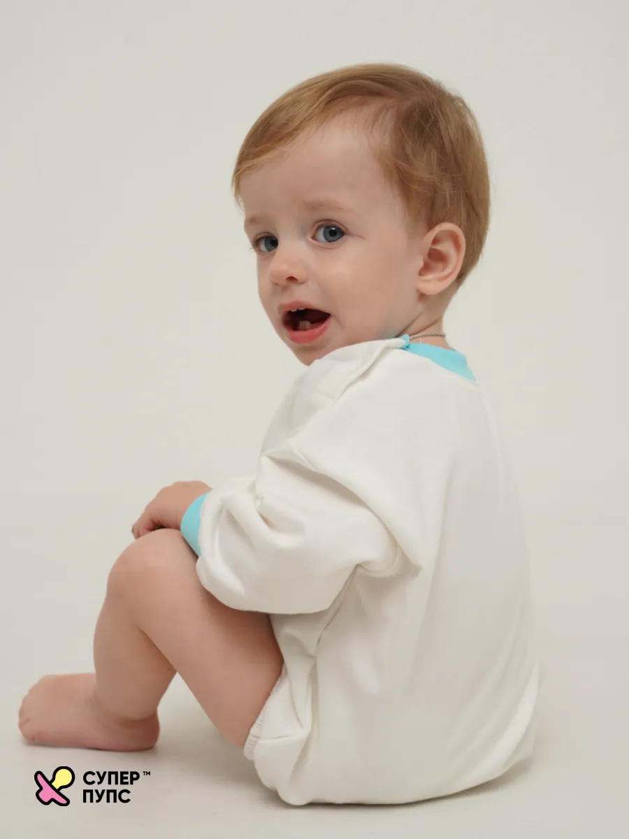 Боди Супер Пупс ромпер/молочный/голубоймилота - фото 19