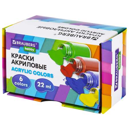 Краски акриловые Brauberg 6 цв.