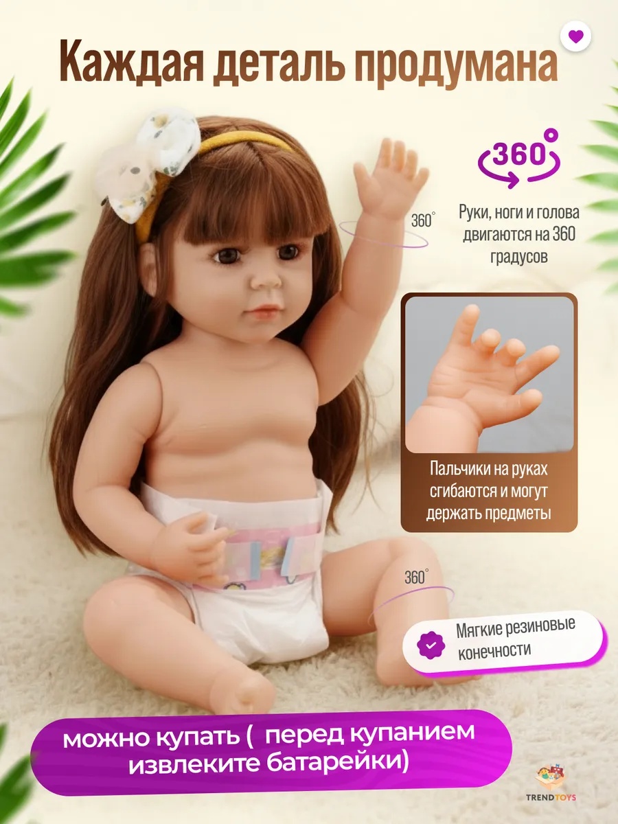 Кукла пупс TrendToys Говорящая с аксессуарами высота 55 см SDM018 - фото 7