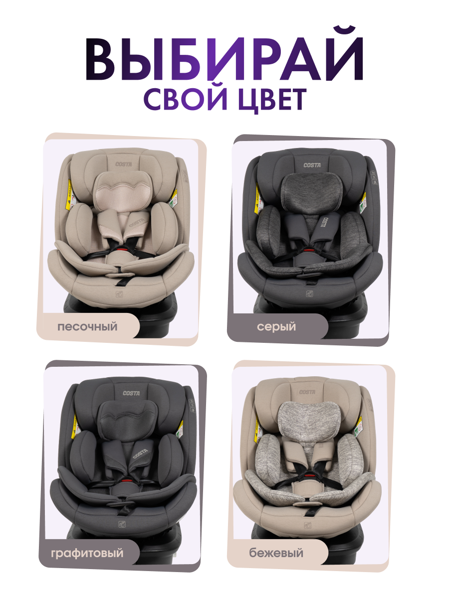 Автокресло Costa YB108А Isofix 0+/1/2/3 (0-36 кг) серый - фото 8
