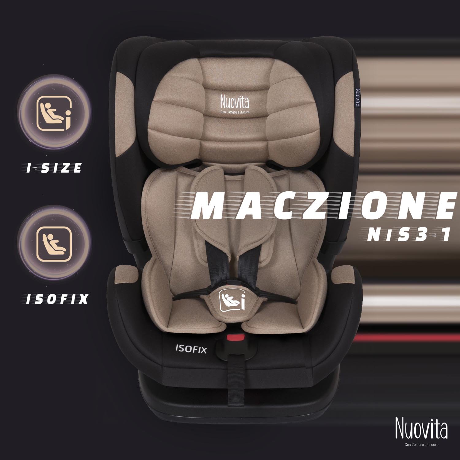 Автокресло Nuovita Maczione NiS3-1 Isofix 1/2/3 (9-36 кг) бежевый - фото 1