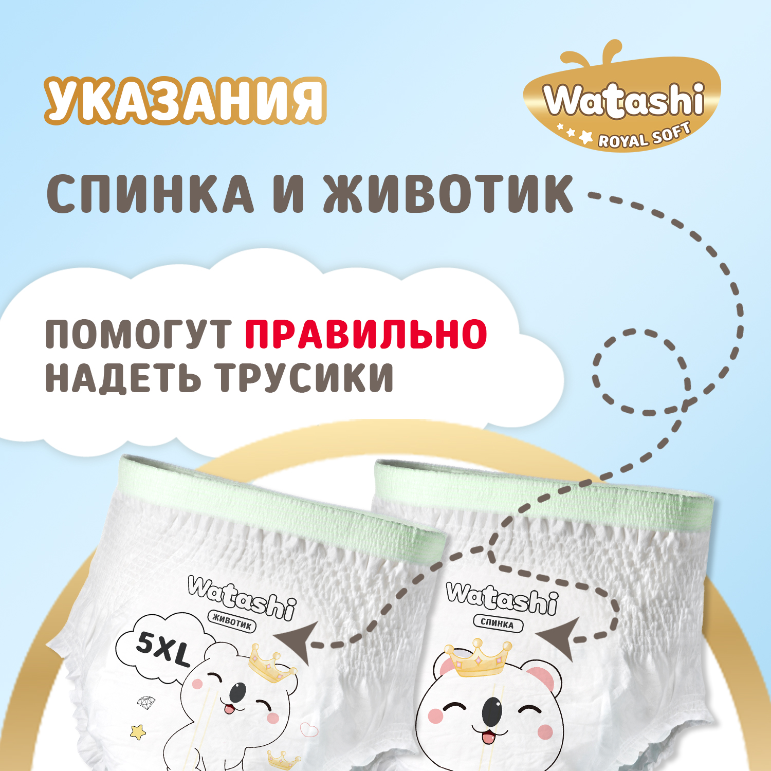 Трусики WATASHI Royal Soft Royal Soft 5 (13-20 кг) 50 шт. - фото 5