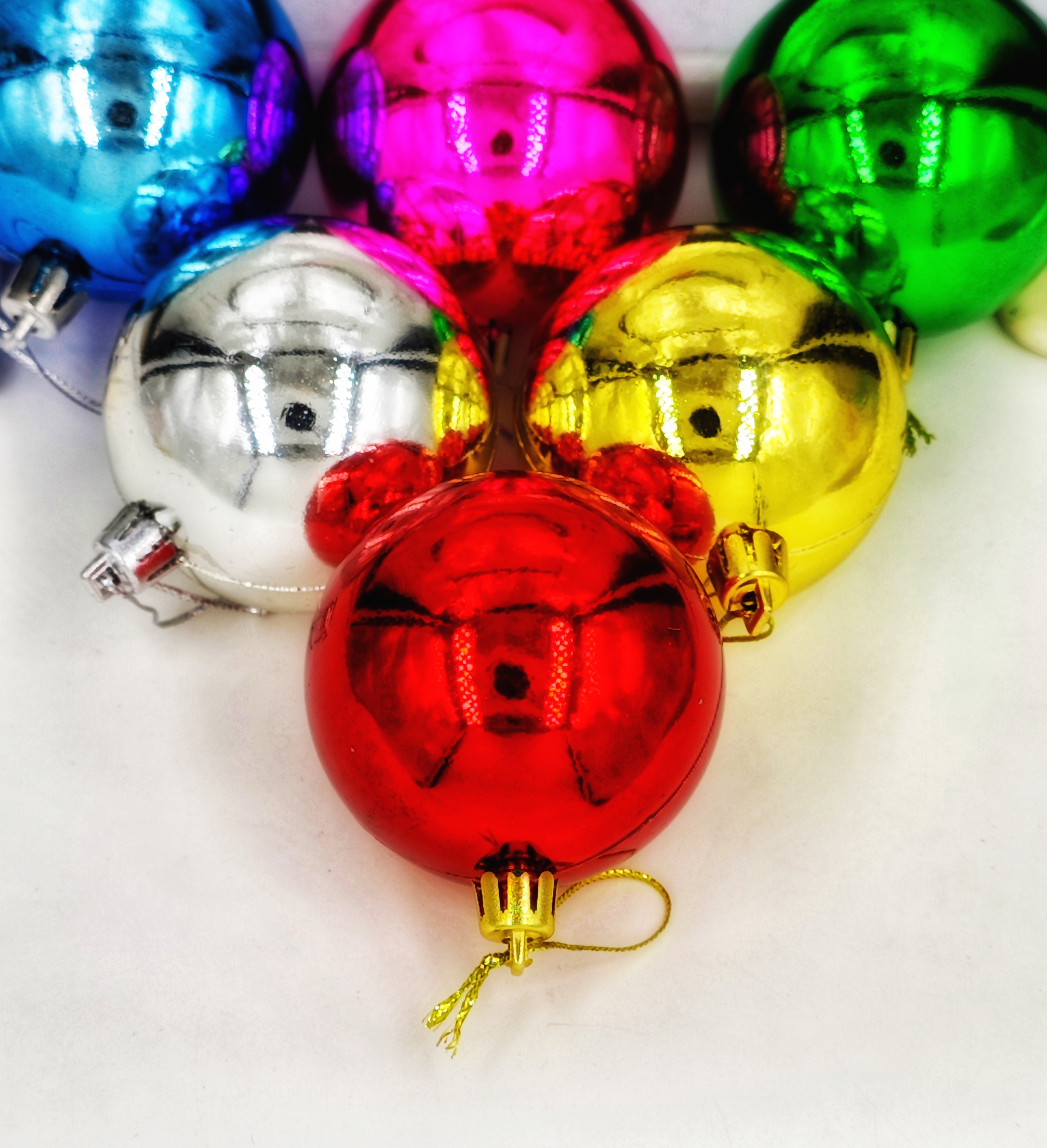 Украшение ёлочное Магия праздника Набор шаров 6 шт 6 см Разноцветный - фото 2