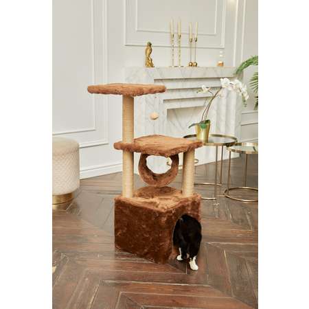 Домик для кошки с когтеточкой Pet БМФ Коричневый