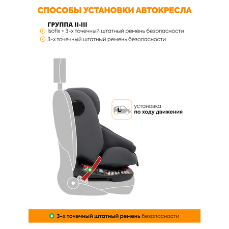 Автокресло JOVOLA Prime Isofix серый Isofix 0+/1/2/3 (0-36 кг)