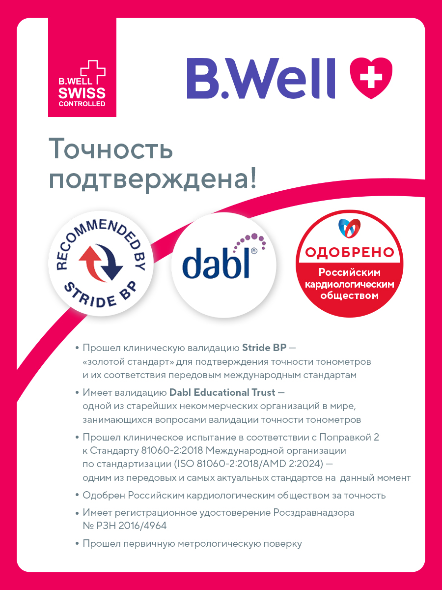 Тонометр B.Well автоматический PRO-36 Говорящий + адаптер - фото 2
