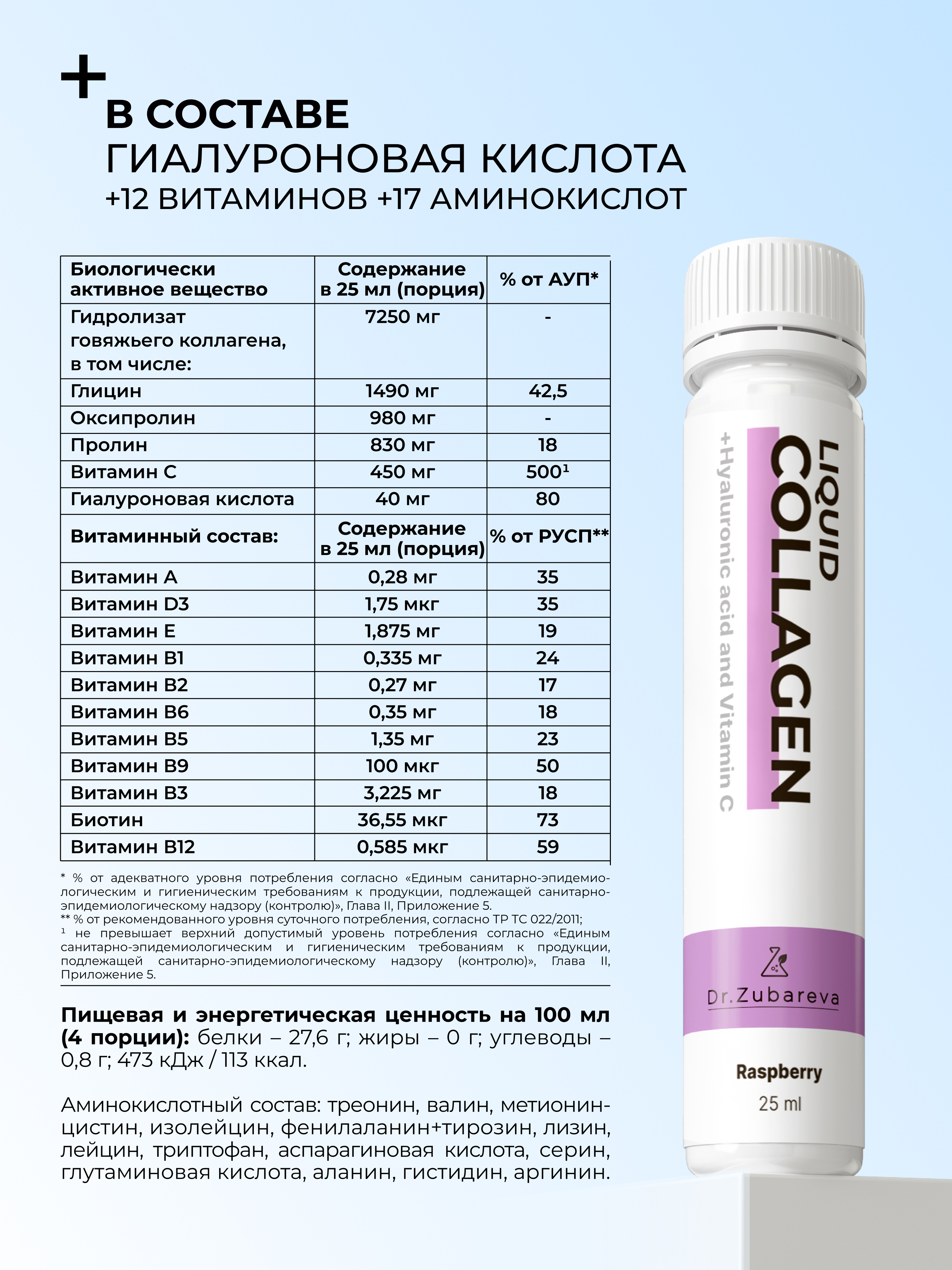 Коллаген Dr. Zubareva Концентрат вкус малина - фото 5