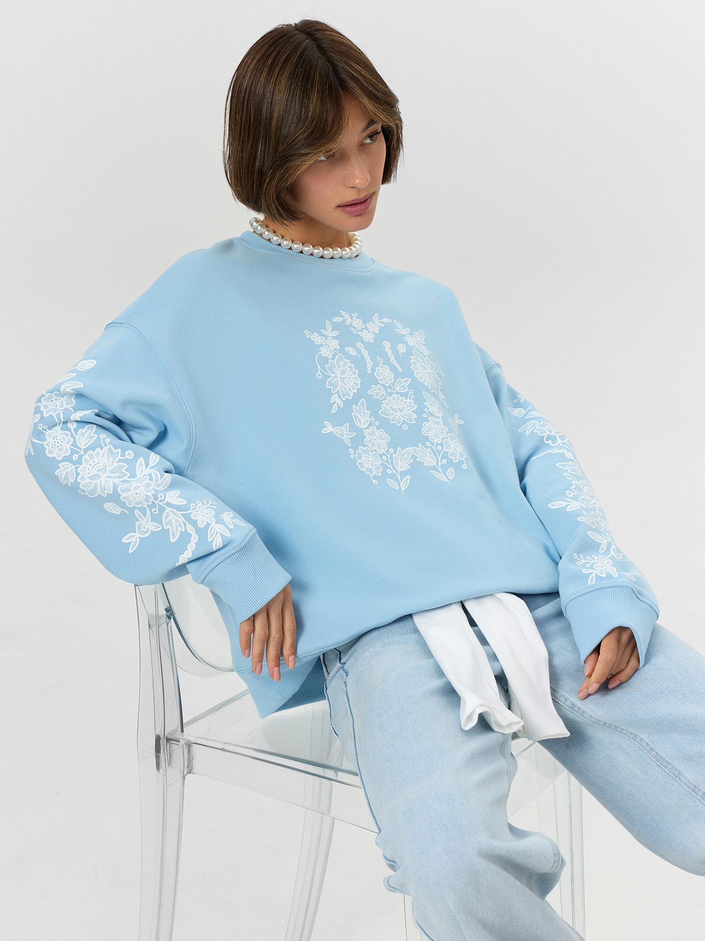 Свитшот Mark Formelle (Марк Формэль) 122813/1/св.голубой +печать - фото 6