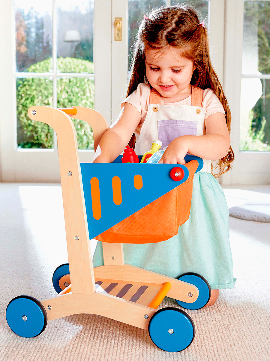 Игровой набор Hape тележки и корзинки, продукты, касса - фото 2