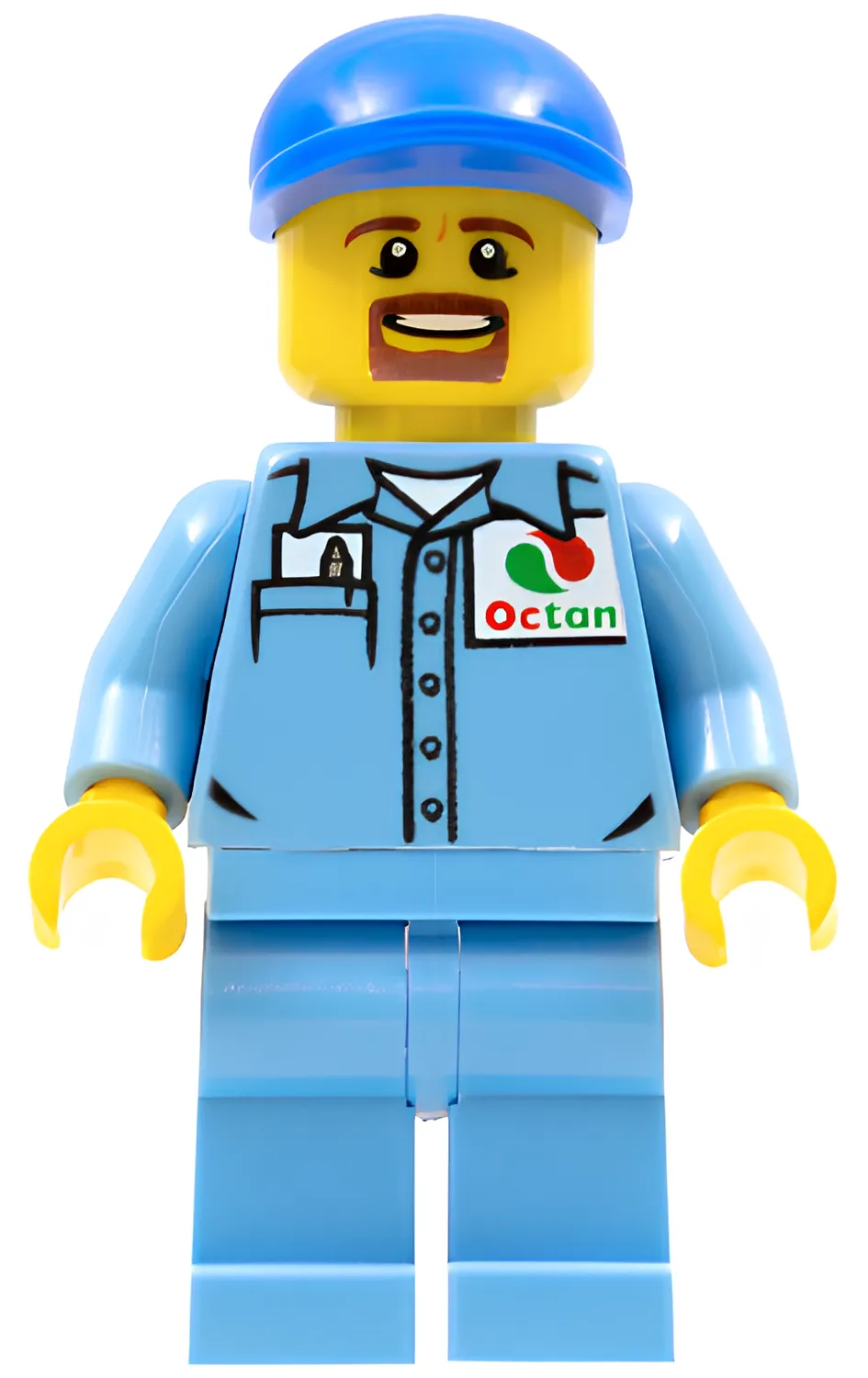 Изображение товара Минифигурка LEGO City Medium Blue с логотипом Octan и кепкой Изображение товара Минифигурка LEGO City Medium Blue с логотипом Octan и кепкой