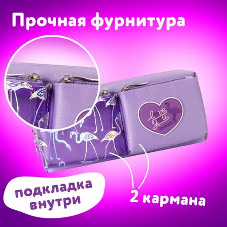 Пенал косметичка Юнландия Flamingo