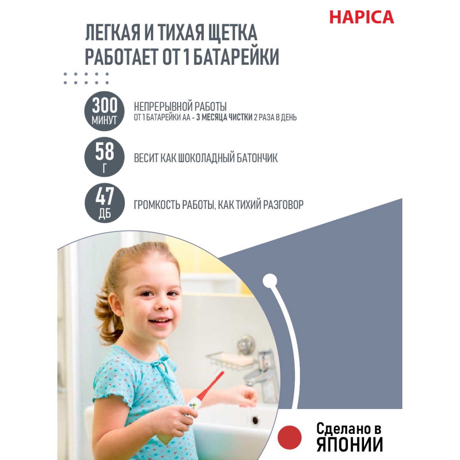 Зубная щетка электрическая Hapica от 3 лет - фото 5