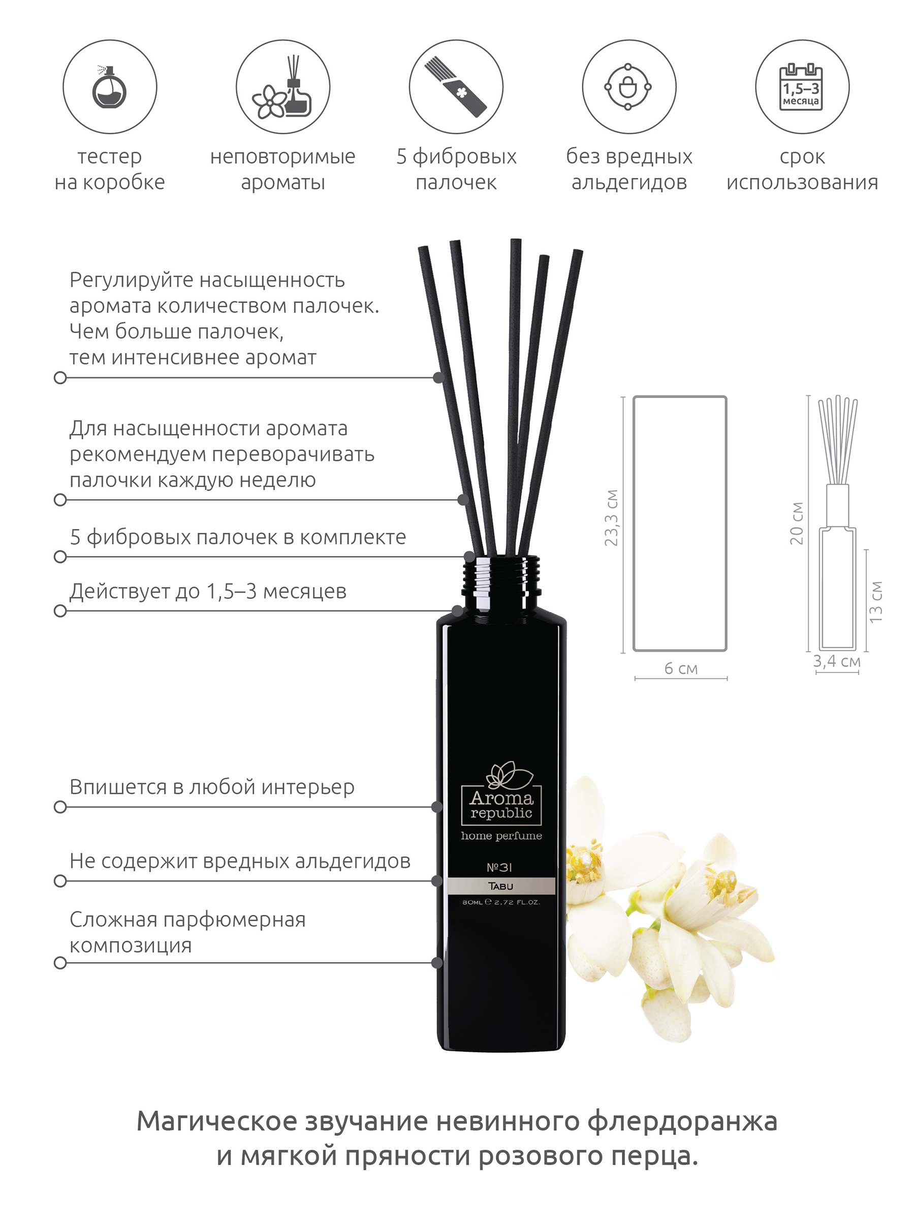 Ароматический диффузор Aroma Republic 80 мл №31 Tabu - фото 3