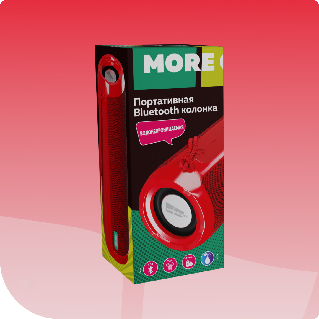 Колонка Bluetooth More Choice BS22 Red - фото 5
