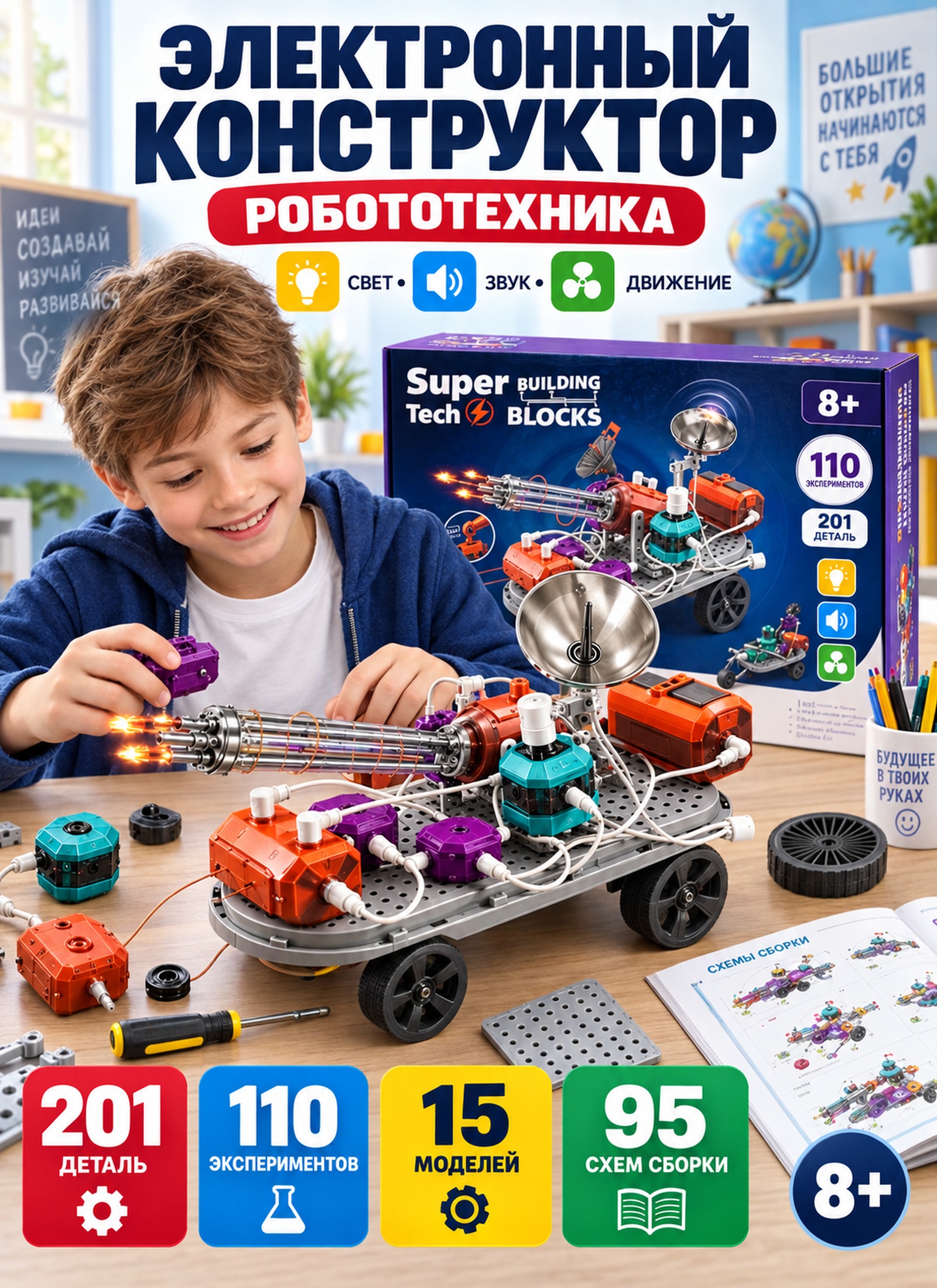 Конструктор TrendToys робототехника электронный 201 дет. - фото 1