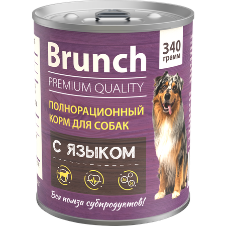 Корм для собак Brunch влажный полнорационный с языком 340г