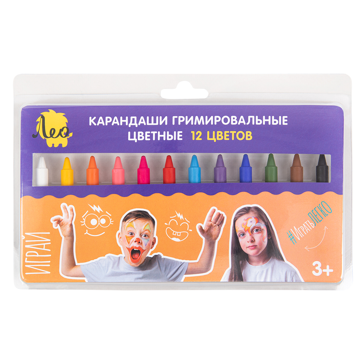 Аквагрим Лео карандаши-мелки 12 цв. - фото 1