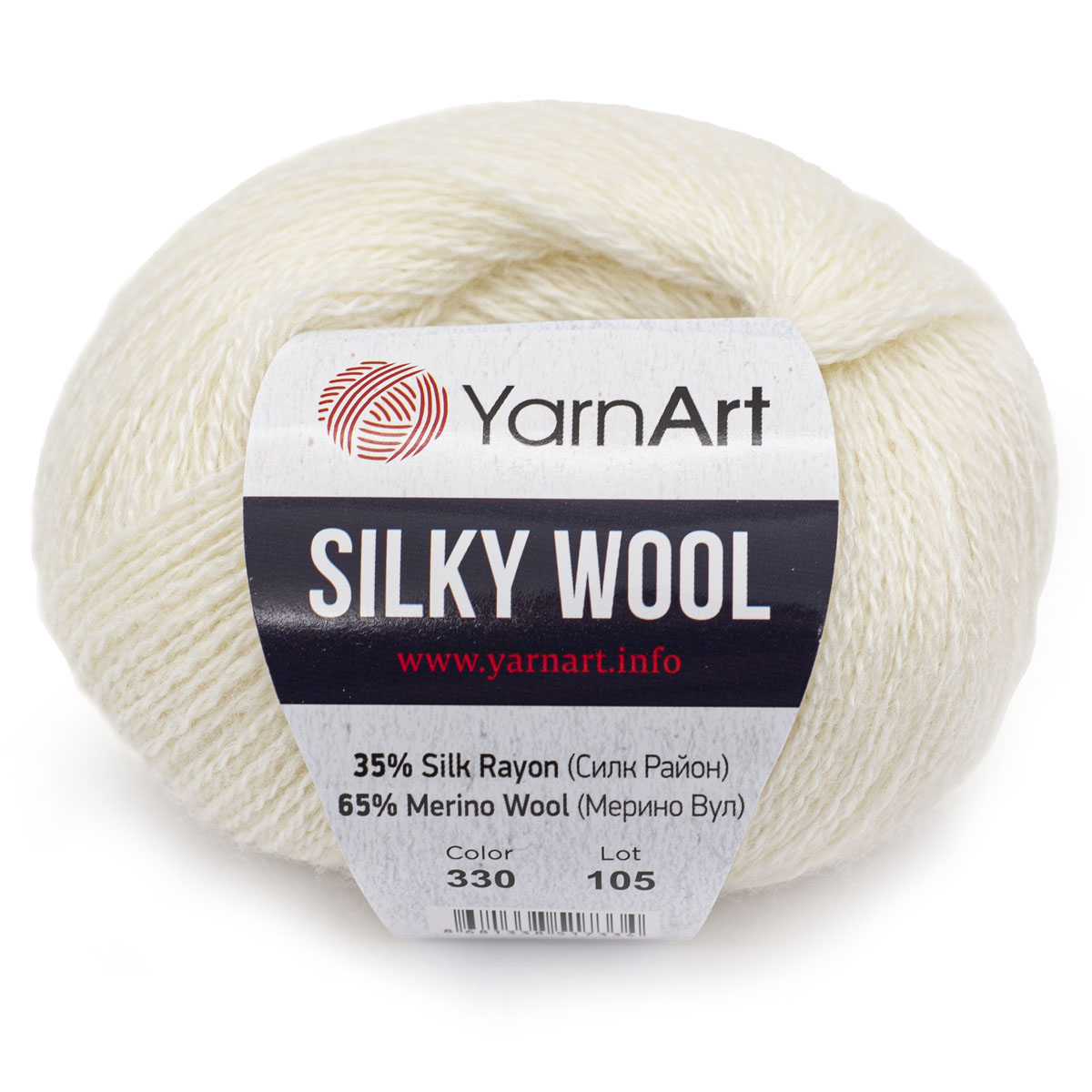 Пряжа YarnArt Silky Wool полушерстяная меринос 25 г 190 м 330 молочный 10 мотков - фото 6