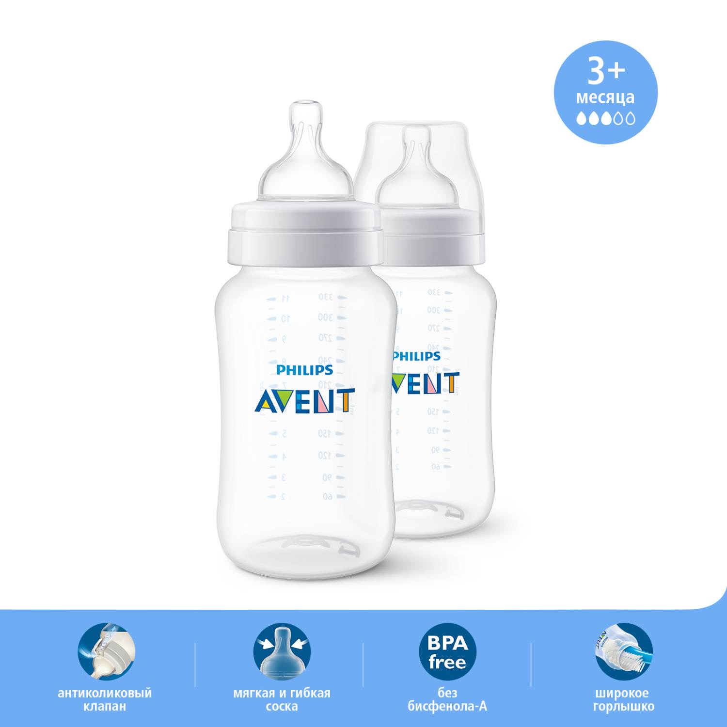 Бутылочка Philips Avent Anti-Colic 330 мл 2 шт. - фото 3